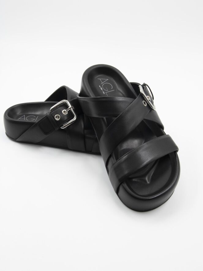 AGL sandals JANE SLIDE D685005 Black by Penninkhoffashion